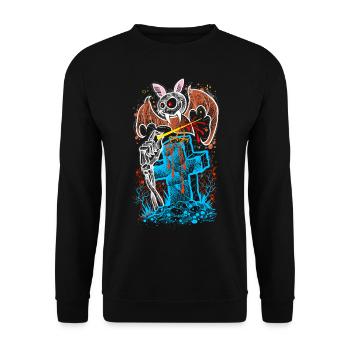 Fledermaus Gothic Halloween - Unisex Pullover - Schwarz - Vorne - Alina (178cm) & Michal (187cm)