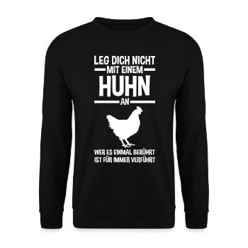 Huhn Landwirt Bauernhof Hühner - Unisex Pullover - Schwarz - Vorne - Alina (178cm) & Michal (187cm)