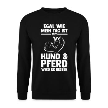 Hunde Pferdeliebhaber Hundeliebhaber Pferde - Unisex Pullover - Schwarz - Vorne - Alina (178cm) & Michal (187cm)