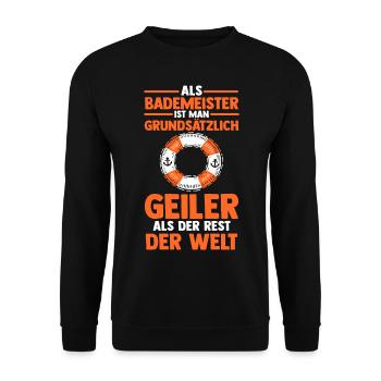 Rettungsschwimmer Bademeister - Unisex Pullover - Schwarz - Vorne - Alina (178cm) & Michal (187cm)