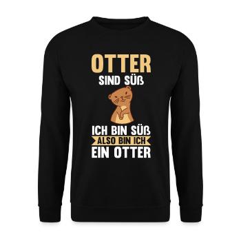 Seeotter Fischotter Otter - Unisex Pullover - Schwarz - Vorne - Alina (178cm) & Michal (187cm)