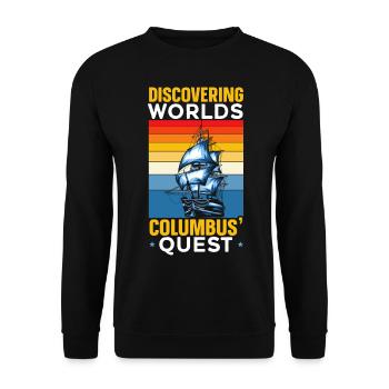 Entdeckungswelten - Kolumbus' Suche - Kolumbus-Tag - Unisex Pullover - Schwarz - Vorne - Alina (178cm) & Michal (187cm)