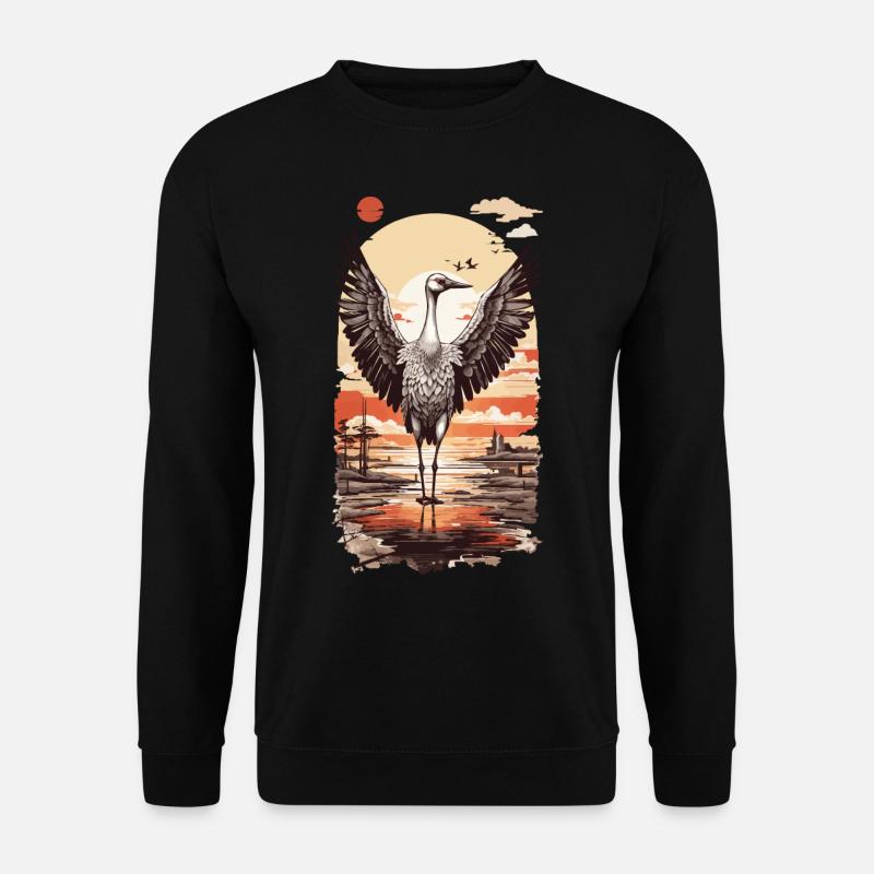 Grue Ukiyo-E Tradition Japon & Beauté - Sweat-shirt Unisexe - noir