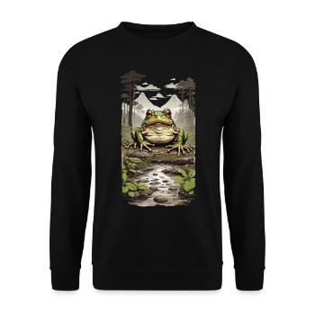 Frog in Tropical Rainforest Jungle Design - Unisex Sweatshirt - black - Front - Alina (178cm) & Michal (187cm)