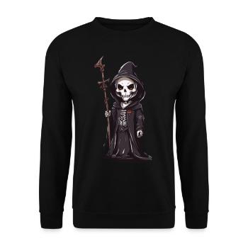 Cute Skeleton Magician Halloween Magic - Unisex Sweatshirt - black - Front - Alina (178cm) & Michal (187cm)