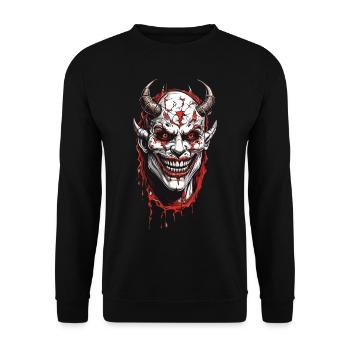 Erschreckendes Dämonen Horror Halloween Design - Unisex Pullover - Schwarz - Vorne - Alina (178cm) & Michal (187cm)
