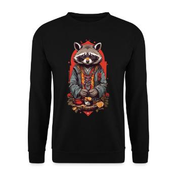 Lucky Raccoon rétro Japon Art Style - Sweat-shirt Unisexe - noir - Devant - Alina (178cm) & Michal (187cm)
