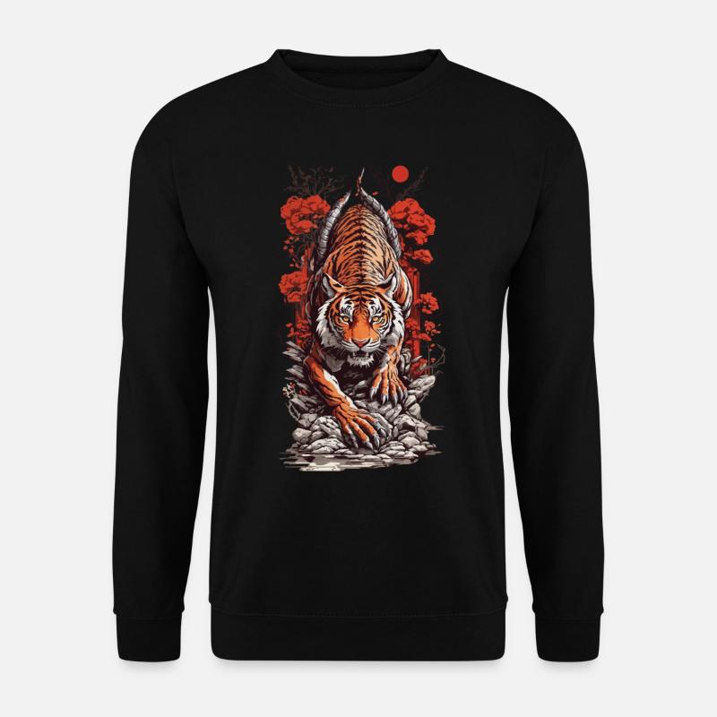 Asiatischer Tiger Tattoo Japan Wildkatzen Kunst - Unisex Pullover - Schwarz