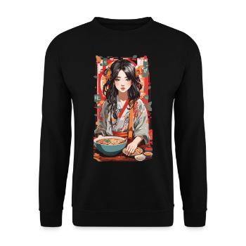 Ramen Anime Popart Soupe de nouilles japonaise - Sweat-shirt Unisexe - noir - Devant - Alina (178cm) & Michal (187cm)
