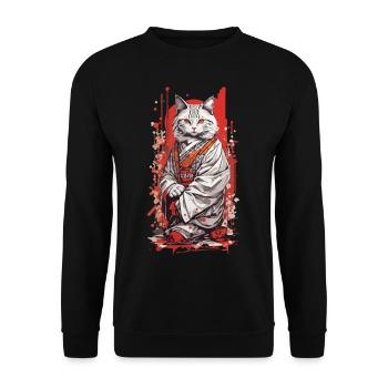 Kimono Japonais Chat Style Ukiyo-E - Sweat-shirt Unisexe - noir - Devant - Alina (178cm) & Michal (187cm)
