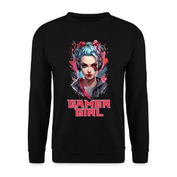 Gamer Girl: Post-apocalyptic style - Unisex Sweatshirt - black - Front - Alina (178cm) & Michal (187cm)
