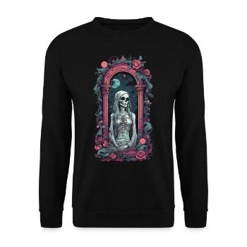 Gothic Skull Girl Pastel Okkult Vintage Design - Unisex Pullover - Schwarz - Vorne - Alina (178cm) & Michal (187cm)