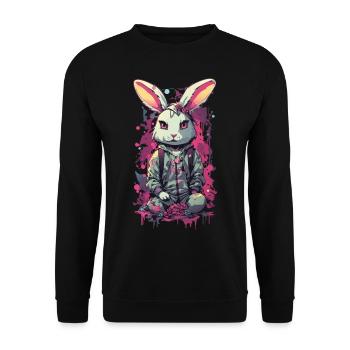 Gothic Bunny Aesthetic Streetwear Design - Unisex Pullover - Schwarz - Vorne - Alina (178cm) & Michal (187cm)