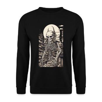 Edo Japan Yokai Skeleton Ukiyo-E Artwork - Unisex Sweatshirt - black - Front - Alina (178cm) & Michal (187cm)
