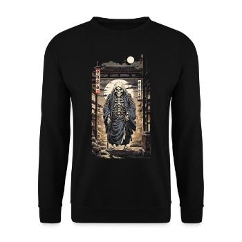 Japan Yokai Skeleton Spirit Edo Ukiyo-E Art - Unisex Sweatshirt - black - Front - Alina (178cm) & Michal (187cm)