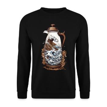 Japanese Coffee Aesthetics Streetwear Style - Unisex Sweatshirt - black - Front - Alina (178cm) & Michal (187cm)