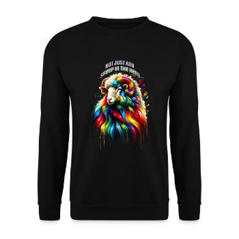 Nicht irgendein Schaf in der Herde - Unisex Pullover - Schwarz - Vorne - Alina (178cm) & Michal (187cm)