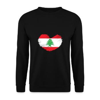 Libanon Flagge Herz Zeder Baum Wappen Geschenkidee - Unisex Pullover - Schwarz - Vorne - Alina (178cm) & Michal (187cm)