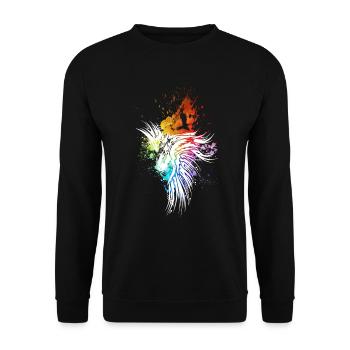 Raven rainbow blobs white - Unisex Sweatshirt - black - Front - Alina (178cm) & Michal (187cm)