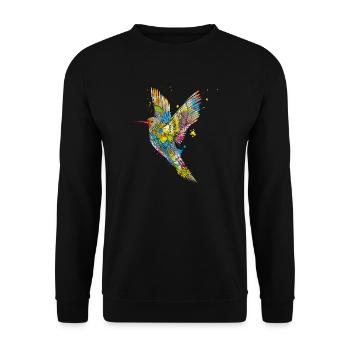 Hummingbird graffiti - Unisex Sweatshirt - black - Front - Alina (178cm) & Michal (187cm)