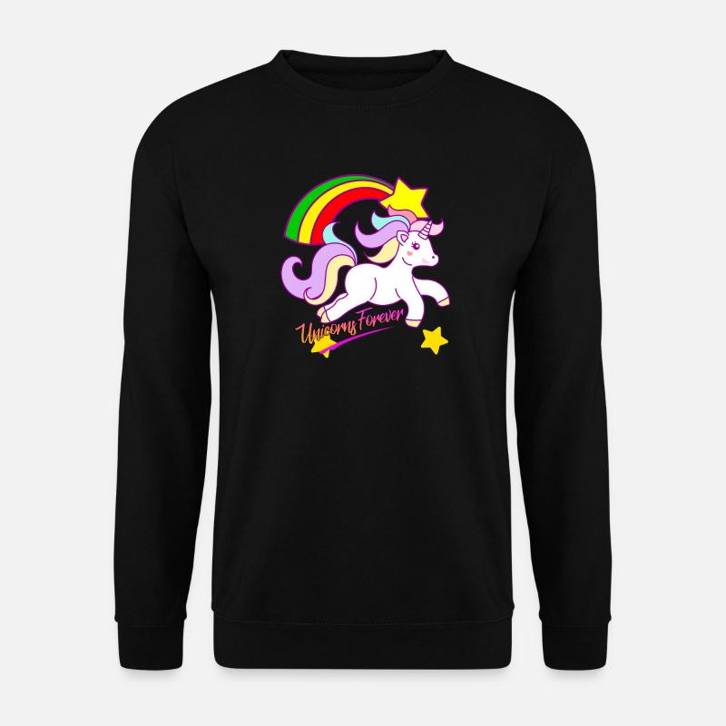 Regenbogen-Einhorn Forever - Unisex Pullover - Schwarz