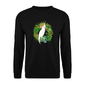 mysterious jungle with cockatoo bird - Unisex Sweatshirt - black - Front - Alina (178cm) & Michal (187cm)