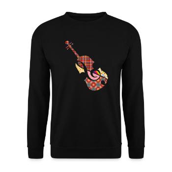 schöne Patchwork Violine mit Violinschlüssel - Unisex Pullover - Schwarz - Vorne - Alina (178cm) & Michal (187cm)