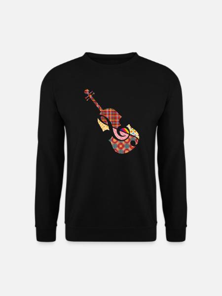 schöne Patchwork Violine mit Violinschlüssel - Unisex Pullover - Schwarz
