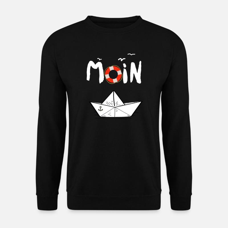 Moin Möwen Rettungsring Papierboot Schiff - Unisex Pullover - Schwarz