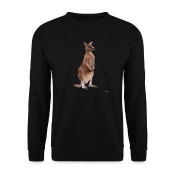 Kangaroo Low Poly Geometric Graphic - Unisex Sweatshirt - black - Front - Alina (178cm) & Michal (187cm)