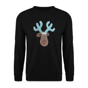funny moose, moose head, moose head, antler turquoise - Unisex Sweatshirt - black - Front - Alina (178cm) & Michal (187cm)