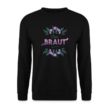 Team Braut mit Blumen Dekor - Unisex Pullover - Schwarz - Vorne - Alina (178cm) & Michal (187cm)