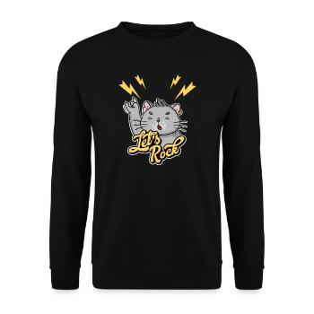 Let's Rock Rock n Roll Vintage Humor Cat - Unisex Sweatshirt - black - Front - Alina (178cm) & Michal (187cm)