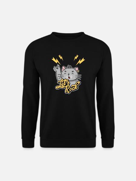 Let's Rock Rock n Roll Vintage Humor Katze - Unisex Pullover - Schwarz