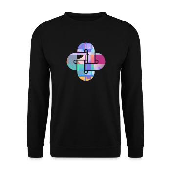Prismatisches Kreuzmosaik - Unisex Pullover - Schwarz - Vorne - Alina (178cm) & Michal (187cm)