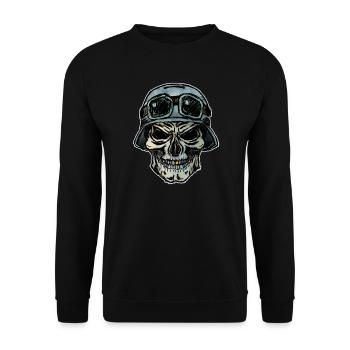 Crazy Biker skull with helmet - Unisex Sweatshirt - black - Front - Alina (178cm) & Michal (187cm)