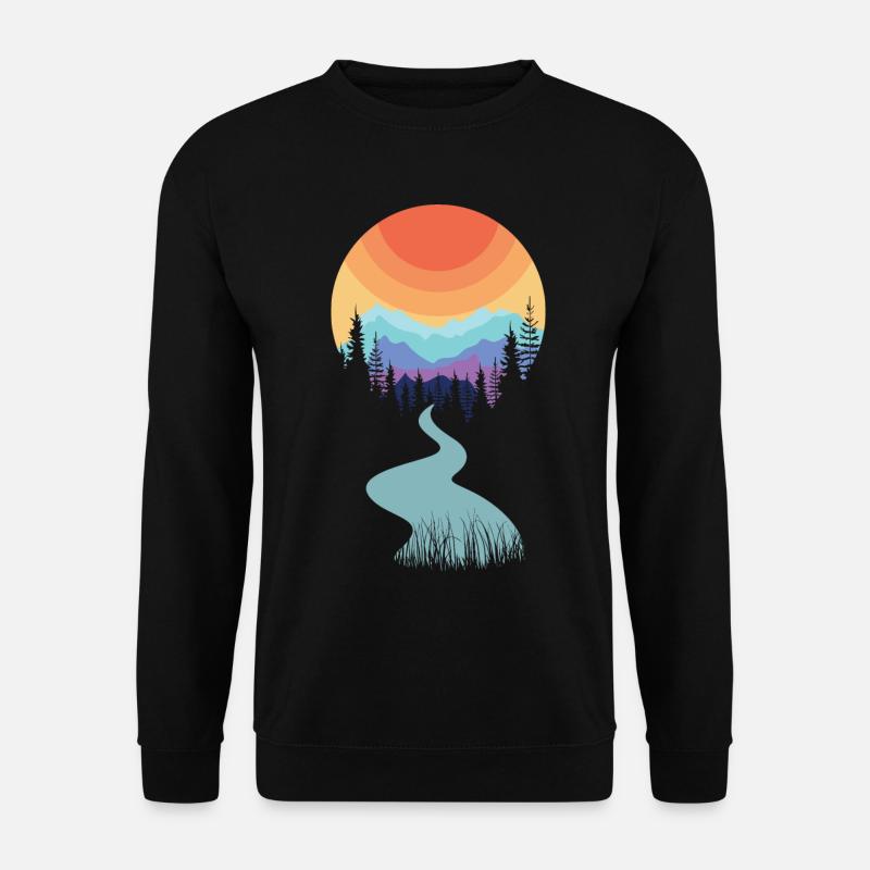 Berge | Wandern | Wald | Hiken - Unisex Pullover - Schwarz