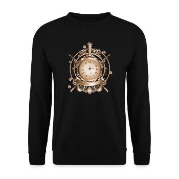 Montre Steampunk au look antique avec engrenages - Sweat-shirt Unisexe - noir - Devant - Alina (178cm) & Michal (187cm)