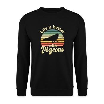 Pigeon Pigeons - Unisex Sweatshirt - black - Front - Alina (178cm) & Michal (187cm)