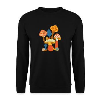 Sweet mushroom picture with snails - Unisex Sweatshirt - black - Front - Alina (178cm) & Michal (187cm)