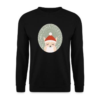 renard mignon avec chapeau de Noël du Père Noël - Sweat-shirt Unisexe - noir - Devant - Alina (178cm) & Michal (187cm)