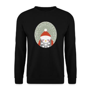 hibou rêveur avec chapeau de Noël Père Noël - Sweat-shirt Unisexe - noir - Devant - Alina (178cm) & Michal (187cm)
