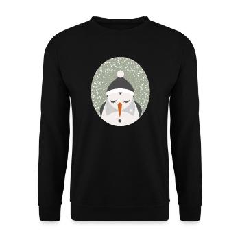 mignon bonhomme de neige avec casquette et nez de navet - Sweat-shirt Unisexe - noir - Devant - Alina (178cm) & Michal (187cm)