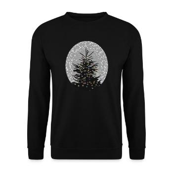 illuminated Christmas tree in the snow - Unisex Sweatshirt - black - Front - Alina (178cm) & Michal (187cm)