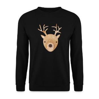 Hirsch Holz Weihnachten Wald Tiere Winter Maserung - Unisex Pullover - Schwarz - Vorne - Alina (178cm) & Michal (187cm)