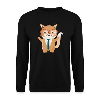 Enchanteur petit renard avec lunettes et cravate - Sweat-shirt Unisexe - noir - Devant - Alina (178cm) & Michal (187cm)