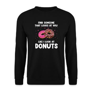 Donuts Love Design - Unisex Pullover - Schwarz - Vorne - Alina (178cm) & Michal (187cm)