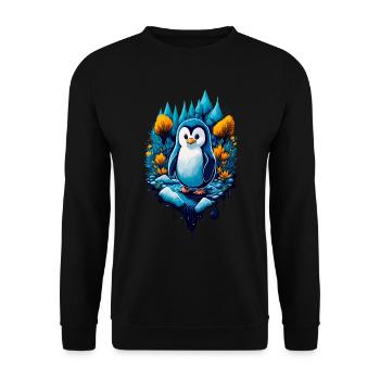 Pingouin cool mignon - Sweat-shirt Unisexe - noir - Devant - Alina (178cm) & Michal (187cm)
