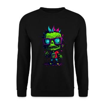 Bunter cooler Zombie - Unisex Pullover - Schwarz - Vorne - Alina (178cm) & Michal (187cm)