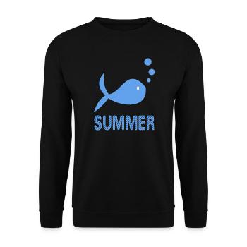 FISCH. STRAND. MEER. SURFEN. OZEAN. HUMOR. FEIERTAG - Unisex Pullover - Schwarz - Vorne - Alina (178cm) & Michal (187cm)